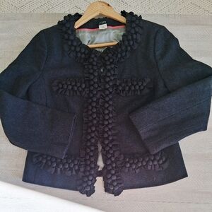 J.Crew Astrid Wool Blazer Jacket Women Cropped Embellished Party Sz:4